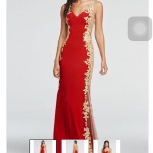 Red  Gold Prom Dress Davids a Division of Jovani